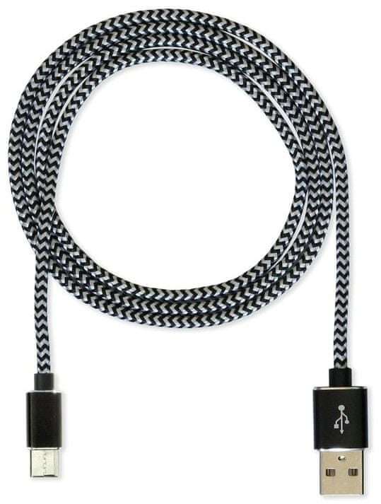 CUBE1 nylon dátový kábel USB &gt; USB-C, 1m LM05-1122C-BLACK/1M, čierny